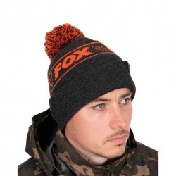Caciula Fox Collection Bobble Hat Black and Orange