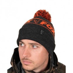 Caciula Fox Collection Bobble Hat Black and Orange