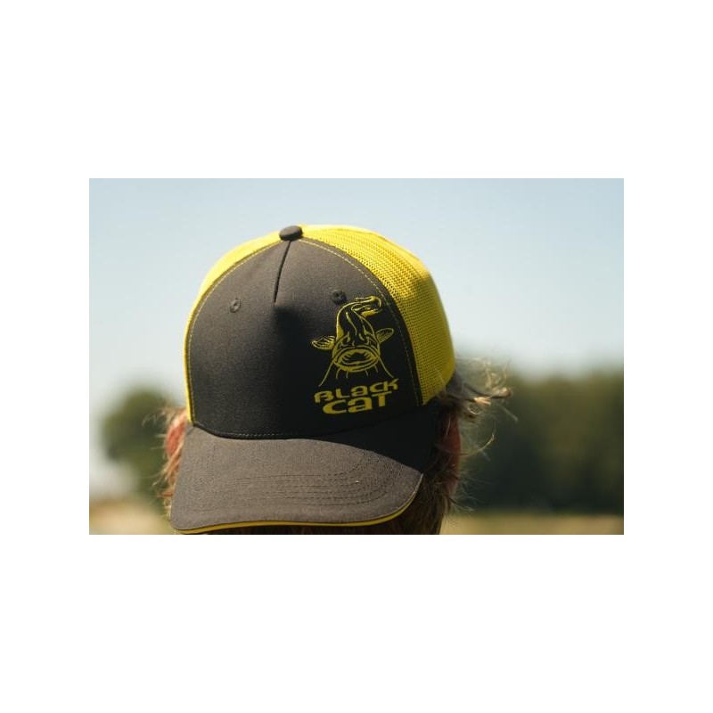 Sapca Black Cat Trucker Cap, Black-yellow